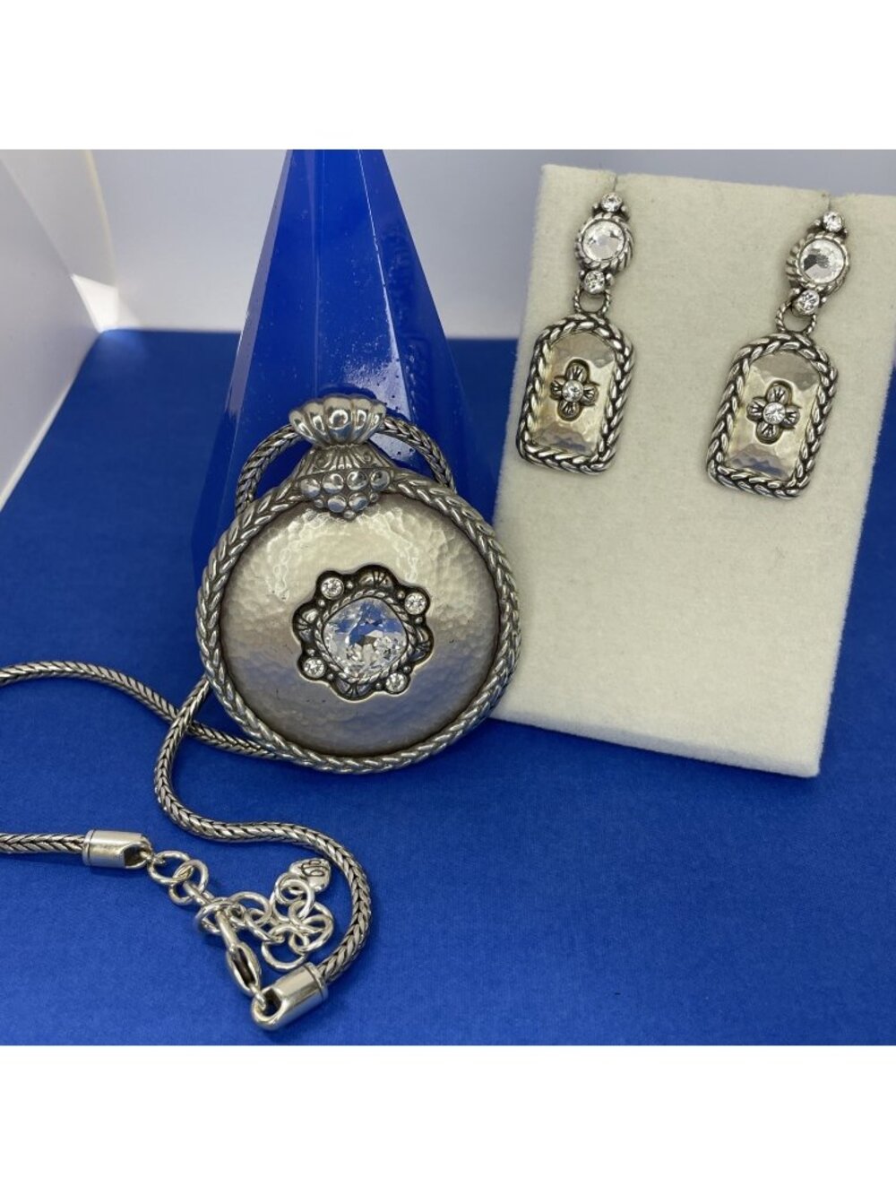Brighton Galadriel Pendant 16” Necklace Pierced Earrings Set Silver-tone